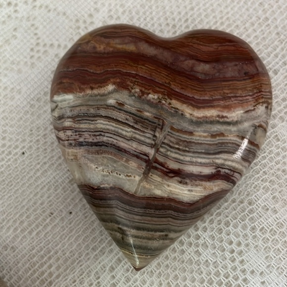 Artisan Heart and Egg Stone Decor in Brown and Cream - Picture 3 of 9